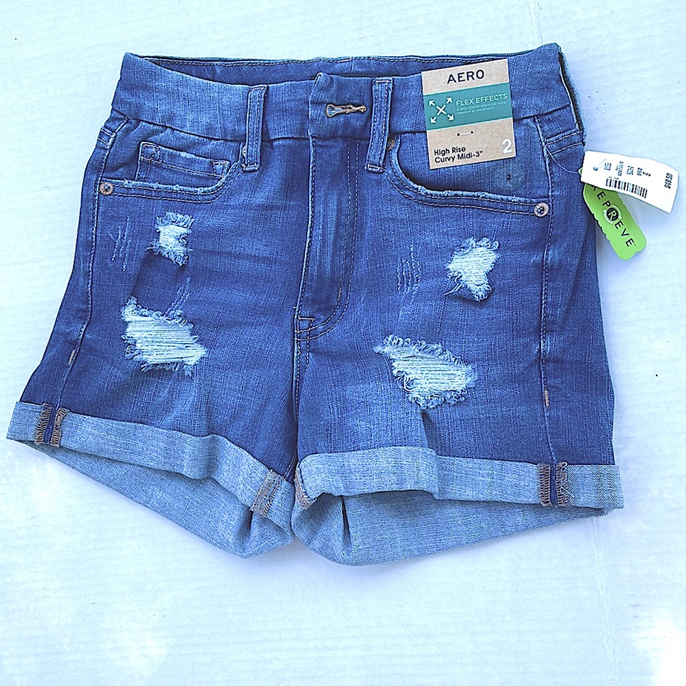 NWT Aero High Rise Denim Shorts 2